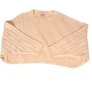 She & Sky-Cream Cable Knit Cropped Bat Wing Sweater
